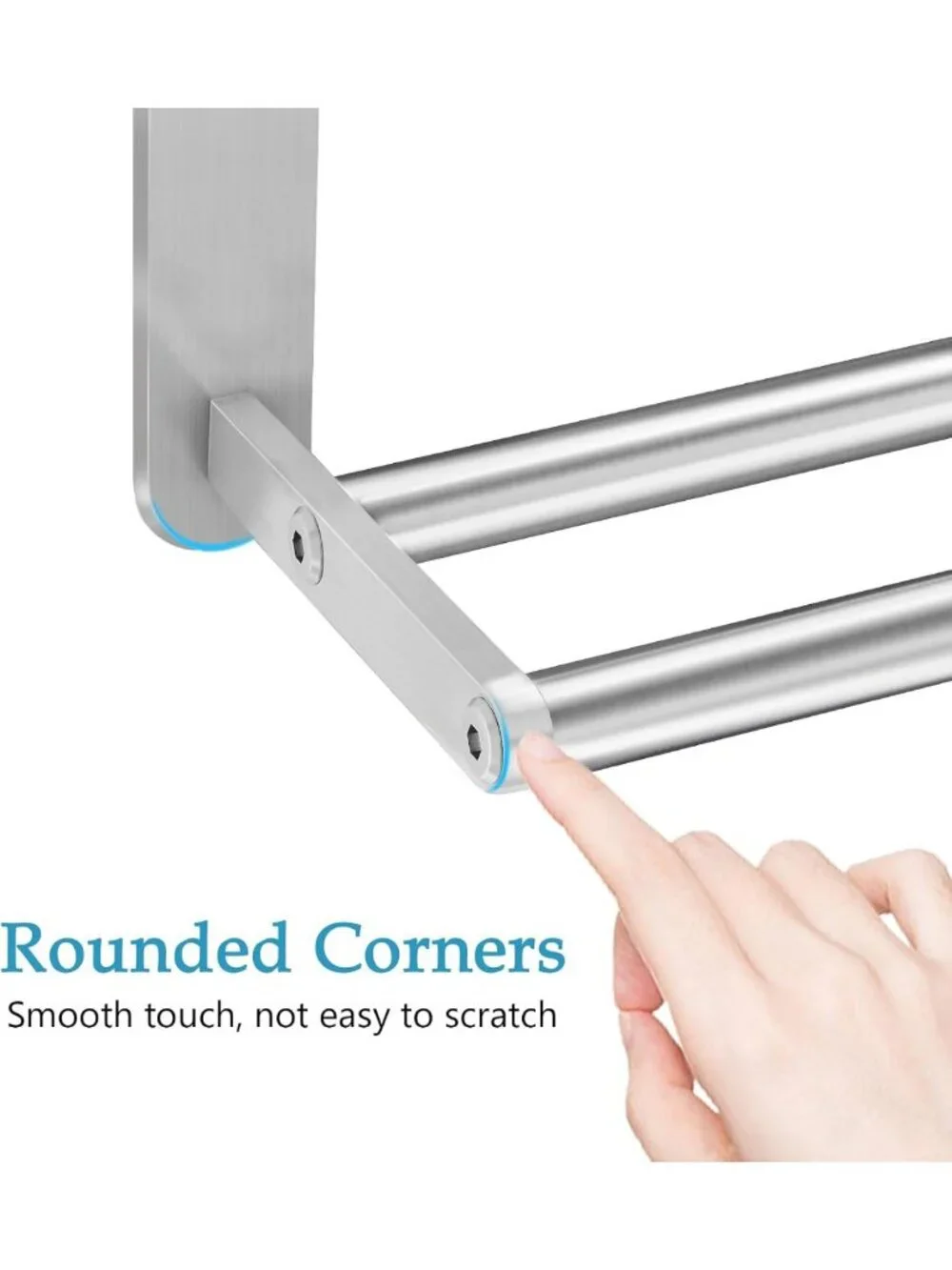 24-Inch Wall-Mounted Towel Rack - Stainless Steel 2-Tier Bath Towel Holder